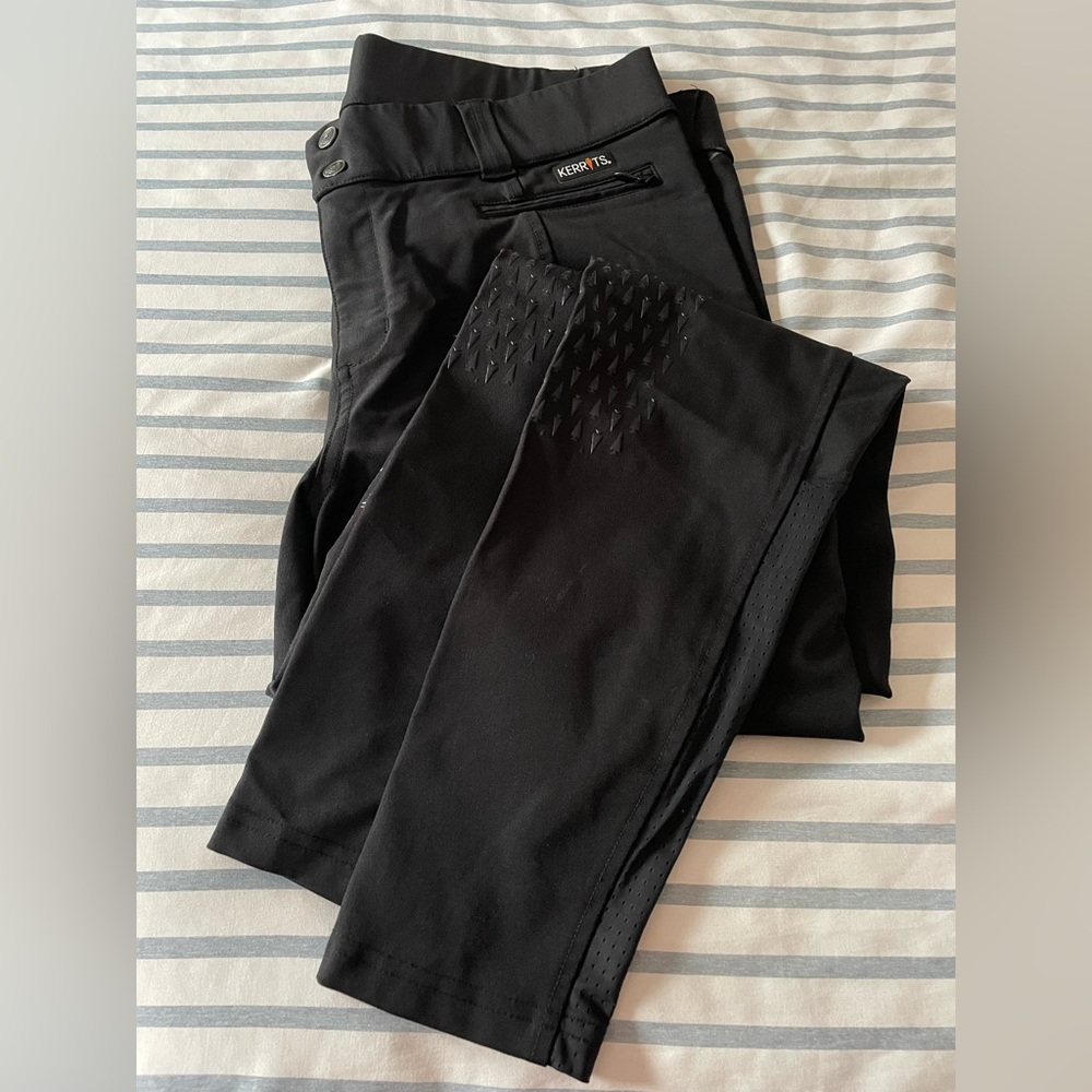 Kerrits Ice Fil Black Silicon Knee Patch Breeches Size XL